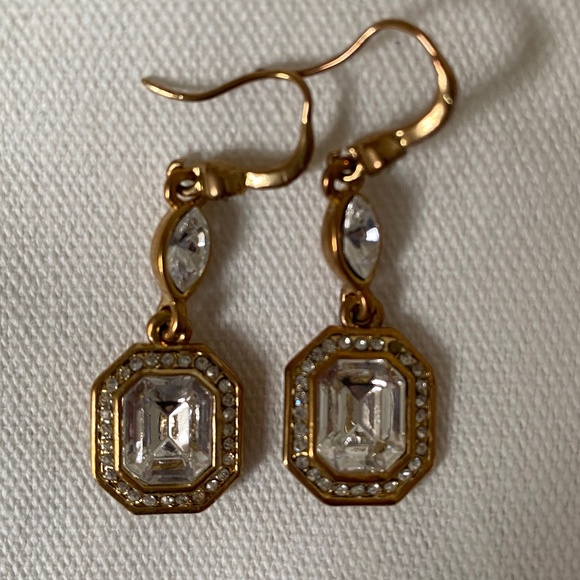 L&T dangle crystal earrings, Color: Gold - Picture 1 of 5